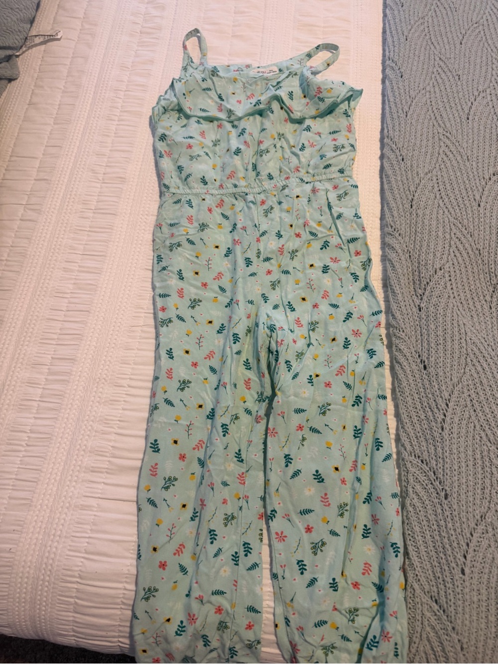 Source Unknown Light Blue Floral Girls' Jumpsuit Romper